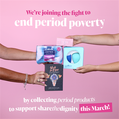 Share the Dignity themed tile with arms holding sanitary items.png